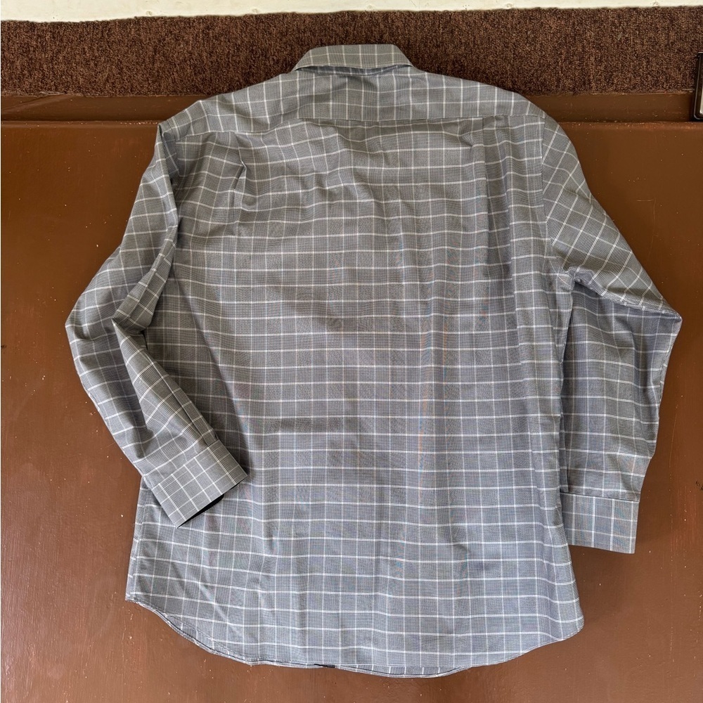 Paul Fredrick Men's Gray Plaid Dress Shirt. 18x33 Slim Fit - Picture 2 of 7